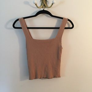Tan knitted crop tank